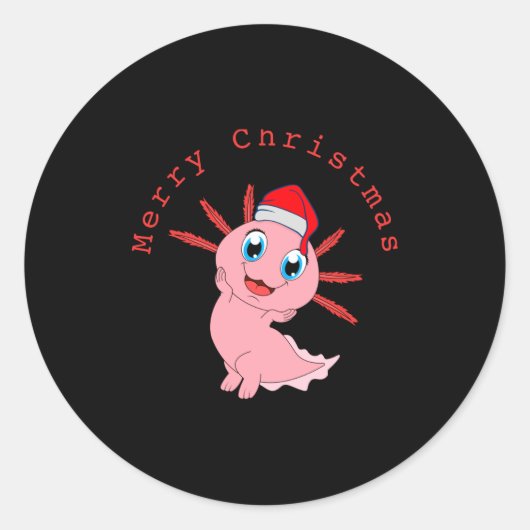 Cute Axolotl Santa Merry Christmas T Shirt  Ronde Sticker (Voorkant)