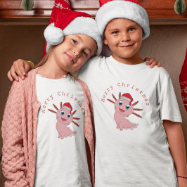 Cute Axolotl Santa Merry kerst T-shirt