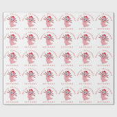 Cute Axolotl Santa Pattern Name Merry Kerstry Cadeaupapier (Vlak)