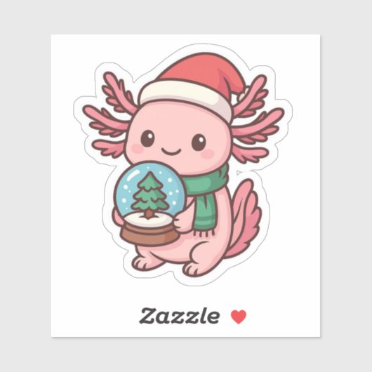 Cute Axolotl Snow Globe Sticker (Vel)