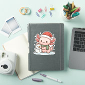 Cute Axolotl Snowman Christmas Sticker (iPad Cover)