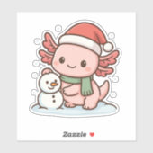 Cute Axolotl Snowman Christmas Sticker (Vel)