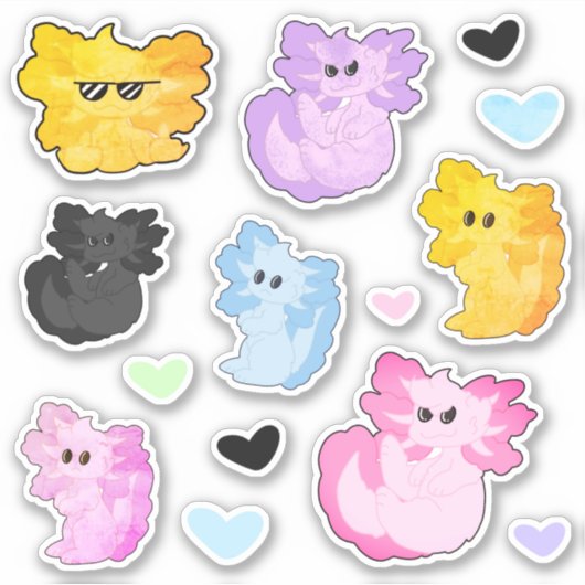 Cute Axolotl Stickers (Voorkant)
