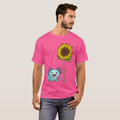 Cute Axolotl Sunflower Mexican Walking Fish Blue S T-shirt (Voorkant volledig)