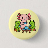Cute Axolotl Tea Time with Friends Button (Voorkant)