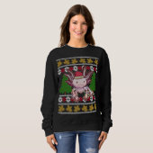 Cute Axolotl Ugly Sweater Kerstlights Santa H (Voorkant volledig)