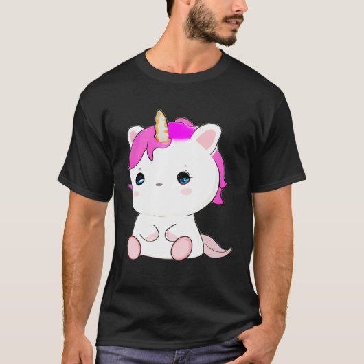 Cute Axolotl Unicorn Cat Illustration T-shirt (Voorkant)