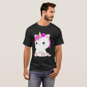 Cute Axolotl Unicorn Cat Illustration T-shirt (Voorkant volledig)