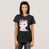 Cute Axolotl Unicorn Cat Illustration T-shirt (Voorkant volledig)