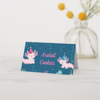 Cute Axolotl Verjaardag Voedseletiketten Plaatskaartje