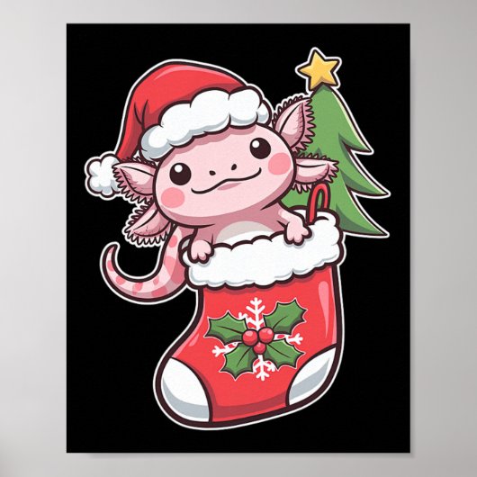 Cute Axolotl voor Kerstmis Poster (Voorkant)