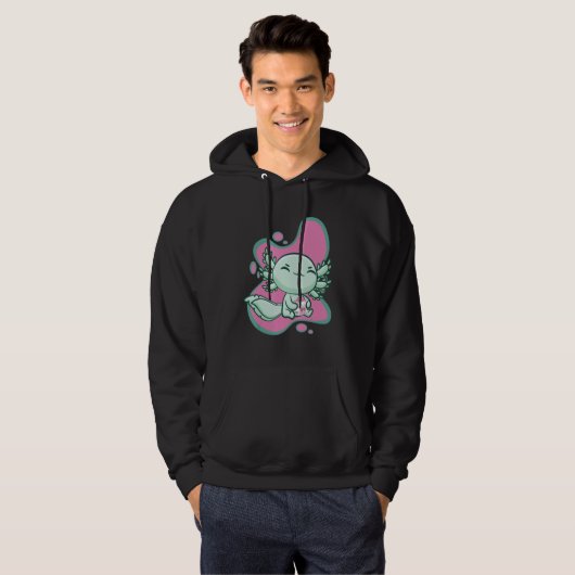 Cute Axolotl With Strawberry Milk And Bubble Tea B Hoodie (Voorkant volledig)