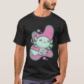 Cute Axolotl With Strawberry Milk And Bubble Tea B T-shirt (Voorkant)