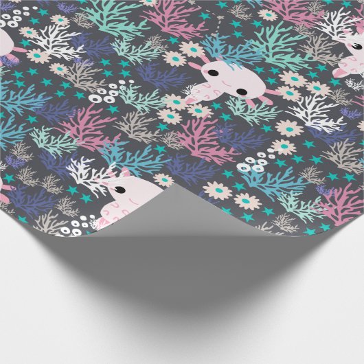 Cute Axolotl Wrapping Paper Cadeaupapier (Hoek)