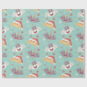 Cute Axolotl Xmas kerstpattern Kawaii Animal Cadeaupapier (Vlak)