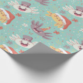 Cute Axolotl Xmas kerstpattern Kawaii Animal Cadeaupapier (Hoek)