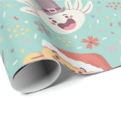 Cute Axolotl Xmas kerstpattern Kawaii Animal Cadeaupapier (Rol Hoek)