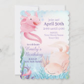 Cute Axolotls under the Zee Party Invitation Kaart (Voorkant)