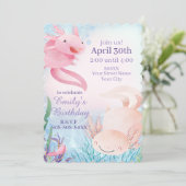 Cute Axolotls under the Zee Party Invitation Kaart (Staand voorkant)