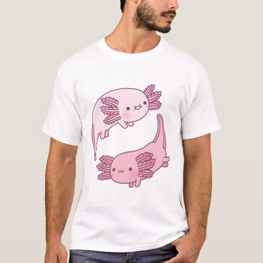 Cute Axolotls Yin Yang T-shirt (Voorkant)