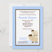 Cute Baa Baa Sheep 5x7 Baby shower nodigt blauw ui Kaart (Voorkant)