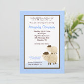 Cute Baa Baa Sheep 5x7 Baby shower nodigt blauw ui Kaart (Staand voorkant)