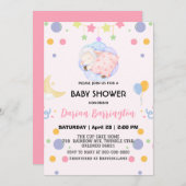 Cute baa-lam schaap ballon baby shower feestje kaart (Voorkant / Achterkant)