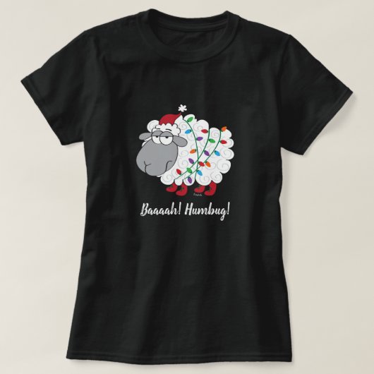 Cute Baaaah Humbug Sheep with Lights T-shirt (Design voorkant)