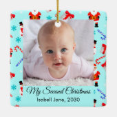 Cute Baby 2e Kerstmis Foto Ornament (Achterkant)