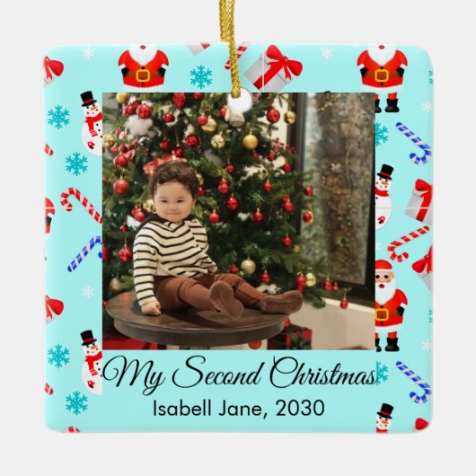 Cute Baby 2e Kerstmis Foto Ornament (Voorkant)