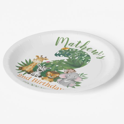 Cute Baby 2e verjaardag Oerwoud Safari Papieren Bordje (Gekanteld)
