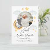 Cute baby aankondiging met een baby pinguïn (Staand voorkant)