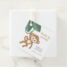 Cute baby aap met tropische bladeren bedankt bedankjes labels