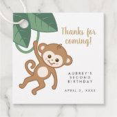 Cute baby aap met tropische bladeren bedankt bedankjes labels (Voorkant)