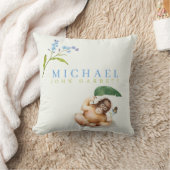 Cute baby aap pastel blauw bloemenkwekerij kussen (Deken)