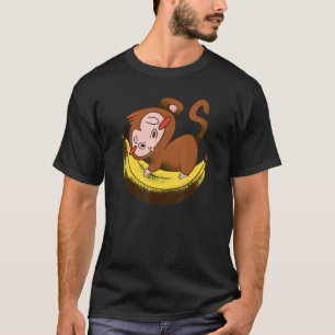 Cute Baby aap slaapt op gele grappige Comic Bana T-shirt