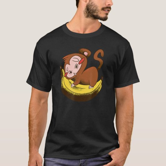 Cute Baby aap slaapt op gele grappige Comic Bana T-shirt (Voorkant)