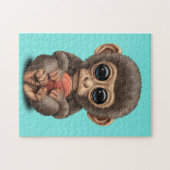 Cute Baby aap spelen met Basketball Legpuzzel (Horizontaal)