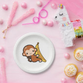 Cute Baby aap Whit a Banana Papieren Bordje (Feest)