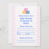 Cute Baby ABC Blokken Baby shower Kaart (Achterkant)
