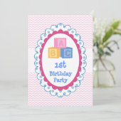 Cute Baby ABC Blokken Birthday Party Kaart (Staand voorkant)