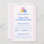 Cute Baby ABC Blokken Birthday Party Kaart (Achterkant)