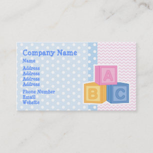 Cute Baby ABC Blokken Polka Dot Visitekaartje