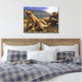 Cute Baby African Lion Cubs Canvas Afdruk (Insitu (Slaapkamer))