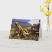Cute Baby African Lion Cubs Kaart (Gele Bloem)