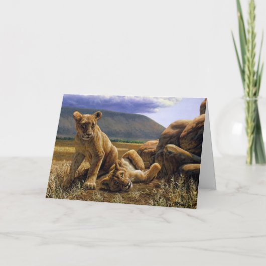 Cute Baby African Lion Cubs Kaart (Voorkant)