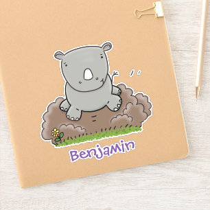 Cute baby African rhino cartoon illustratie Sticker