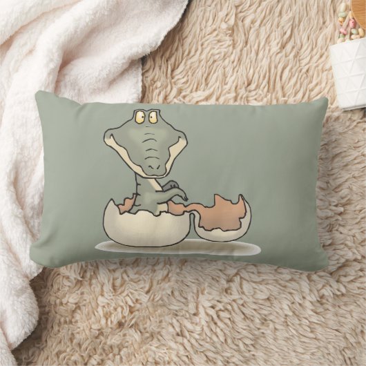 Cute Baby Alligator Cartoon Hatching uit Eggshell Kussen (Deken)