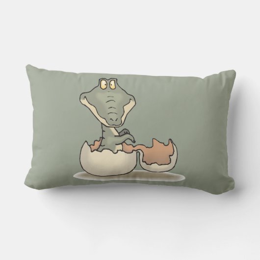 Cute Baby Alligator Cartoon Hatching uit Eggshell Kussen (Achterkant)