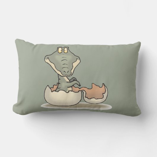 Cute Baby Alligator Cartoon Hatching uit Eggshell Kussen (Voorkant)